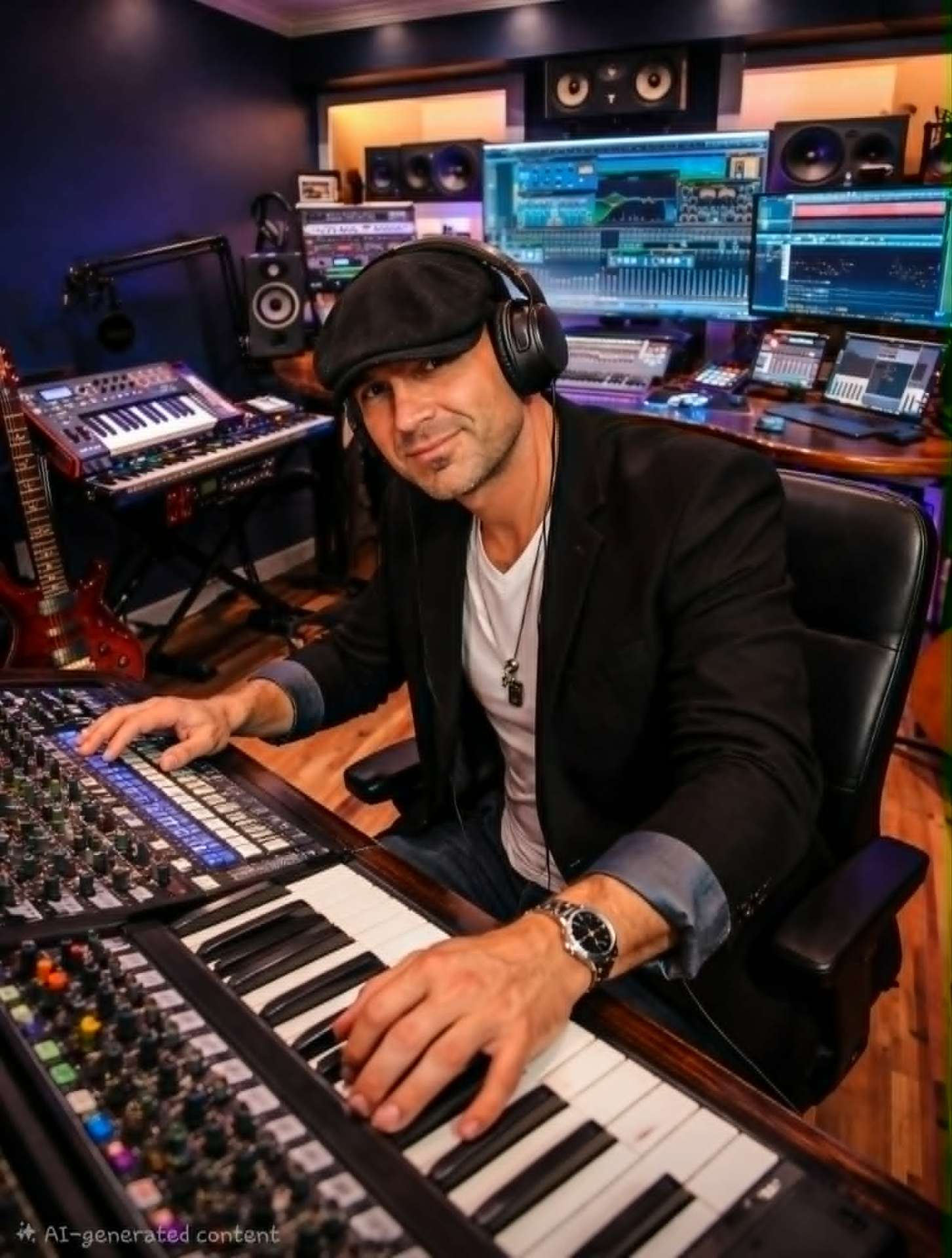 Spike at the mixing desk in his recording studio